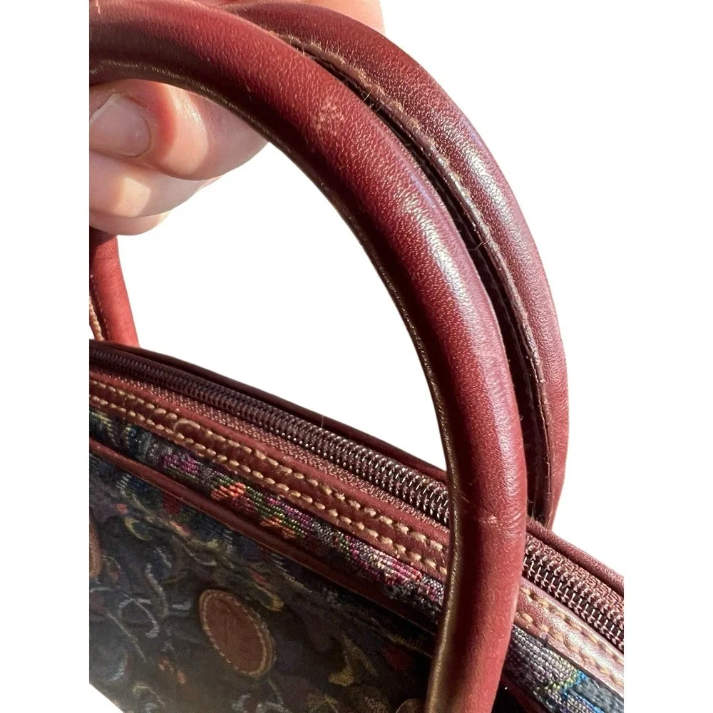 Vintage Liz Claiborne Floral Tapestry VIBRANT Handbag Satchel VGUC 1990